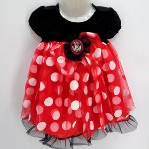 "DISNEY" MINNIE MOUSE RED & BLACK POLKA DOT HALLOWEEN DRESS-UP COSTUME: 12/18 Mo